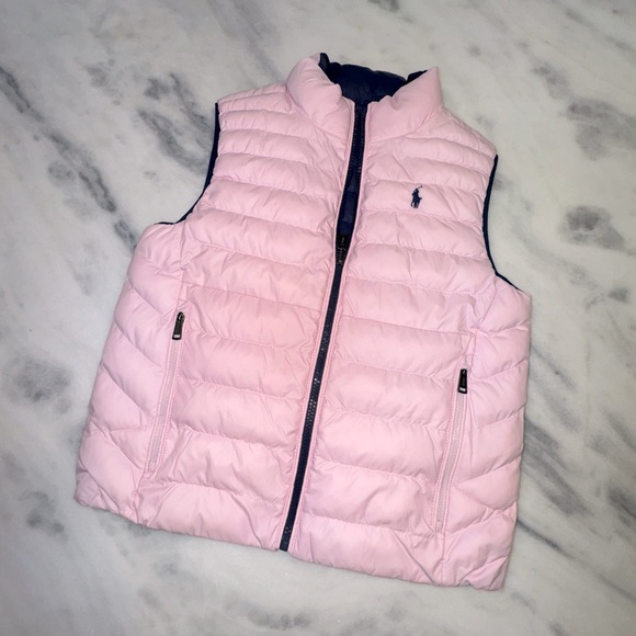 Polo Ralph Lauren Girls P-Layer 2 Reversible Quilted Vest Youth M - Picture 1 of 4